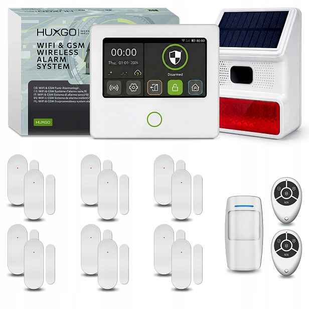 Bezdrátový alarm WiFi Gsm 4G s Tuya, Huxgo HXA502 W venkovní siréna
