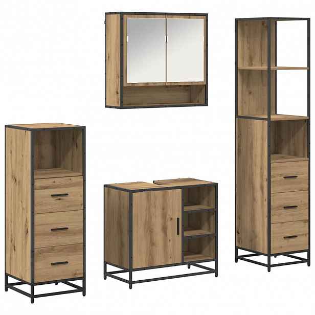 vidaXL Sada koupelnového nábytku 4 ks Artisanový dub 65 x 33 x 60 cm
