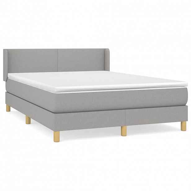 vidaXL Box spring postel s matrací světle šedá 140 x 190 cm textil