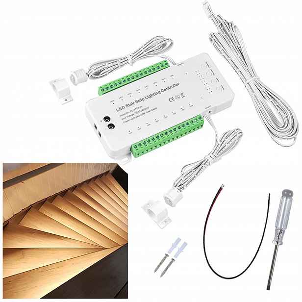 Led Schodišťový Ovladač 16 Kanálů 12V 24V Senzory Pohybu