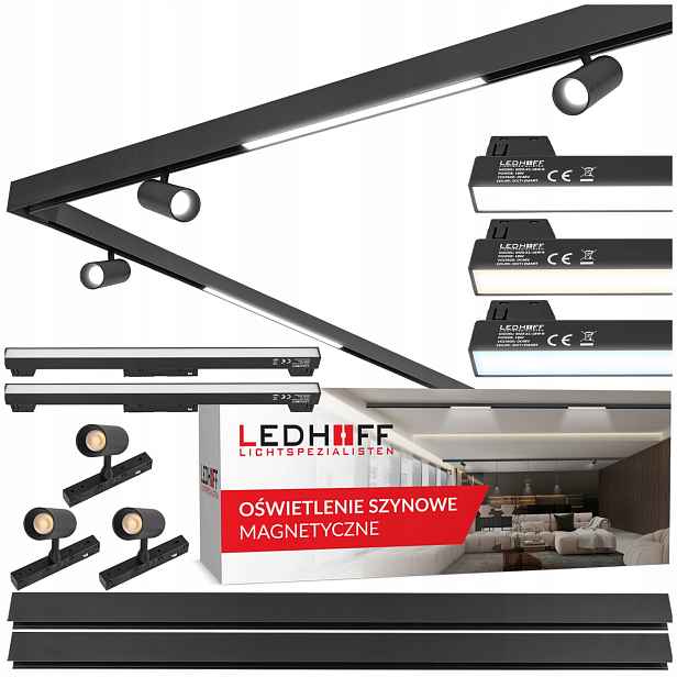 Magnetická Led lišta 2x 1 m 2x lineární lampa 3x Spot bodová lampa M20