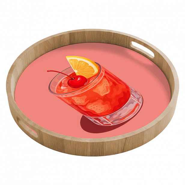 OnlyWow SERVÍROVACÍ PODNOS Sklenice - Kostky ledu - Citron - Třešeň 50x50 cm