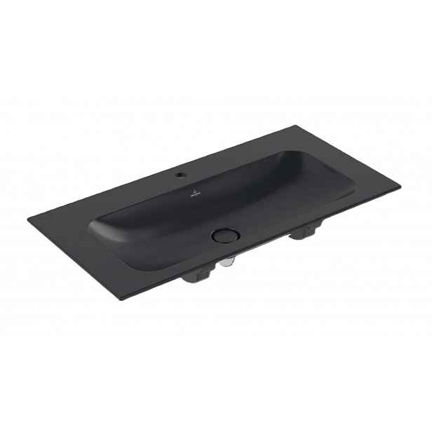 Villeroy & Boch Finion - Umyvadlo nábytkové 100x50 cm, bez přepadu, otvor pro baterii, CeramicPlus, Pure Black 4164A2R7