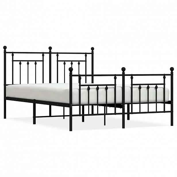 vidaXL Kovový rám postele s hlavovým a nožním čelem černý 140 x 190 cm