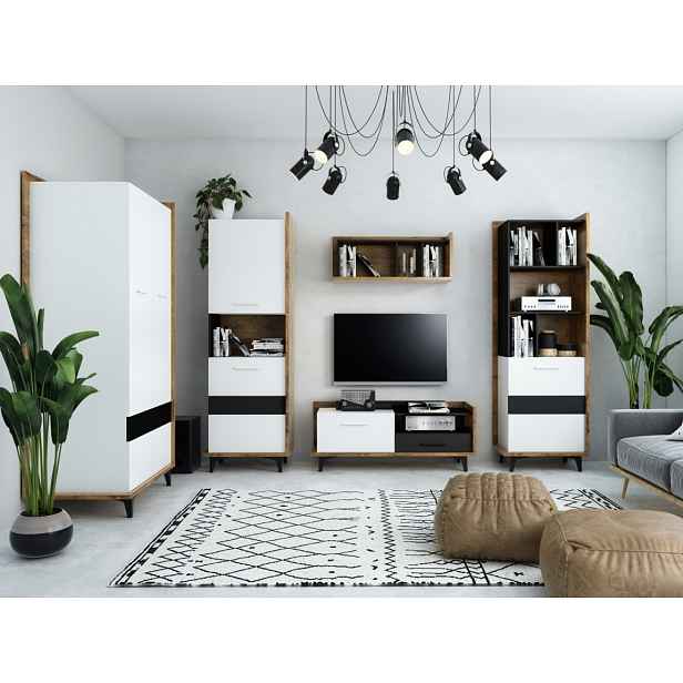 Obývací pokoj BOX 2, dub burgundský/bílá/černá