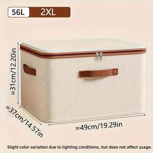 TEMU Skládací úložný box na zip s víkem - minimalistický styl, ruční praní, prostorově úsporný organizér pod postel na oblečení, ložní prádlo a