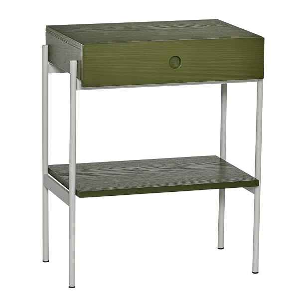 Zelený kovový noční stolek s poličkami Noir – Hübsch