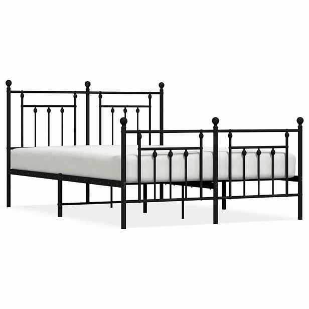 vidaXL Kovový rám postele s hlavovým a nožním čelem černý 150 x 200 cm