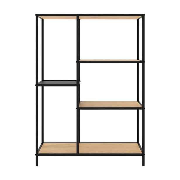 Černá/v přírodní barvě knihovna v dekoru dubu 80x112x35 cm Altino – Unique Furniture