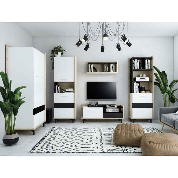 Obývací pokoj BOX 2, dub sonoma/bílá/černá
