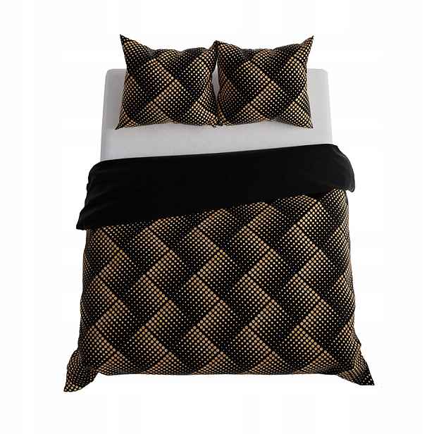 Saténové Povlečení 160x200 Luxe černé a zlaté elegantní