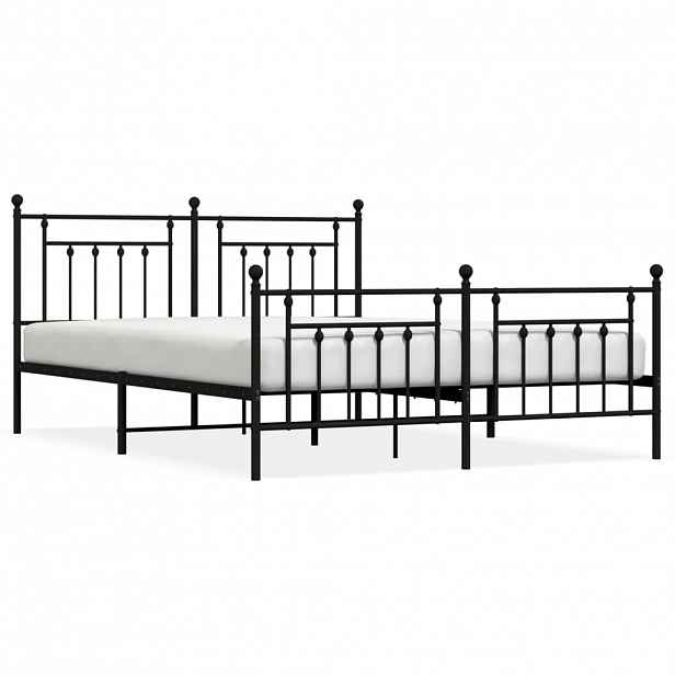 vidaXL Kovový rám postele bez matrace s nožním čelem černý 180x200 cm
