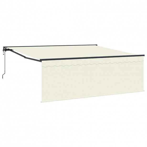 vidaXL Stahovací markýza Krémová 400 × 300 cm Polyester a hliník