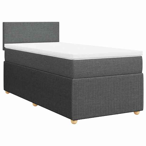 vidaXL Box spring postel s matrací tmavě šedá 80 x 200 cm textil