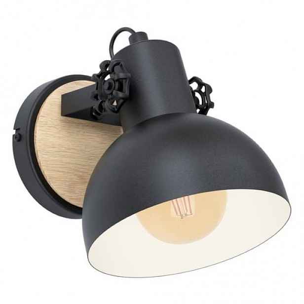 Eglo LUBENHAM nástěnná lampa černá, hnědá ocel, dřevo 44057