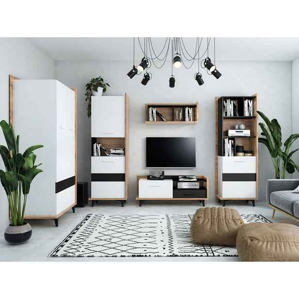 Obývací pokoj BOX 2, craft zlatý/bílá/černá