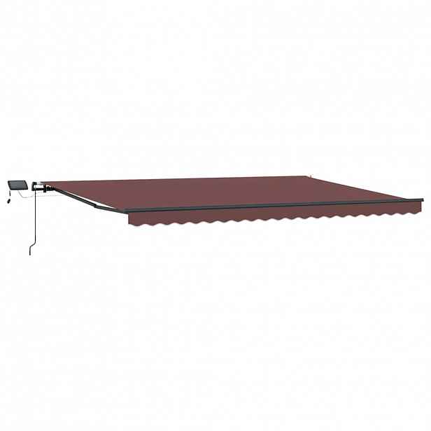 vidaXL Ručně zatahovací markýza s LED světly hnědá 500 x 300 cm