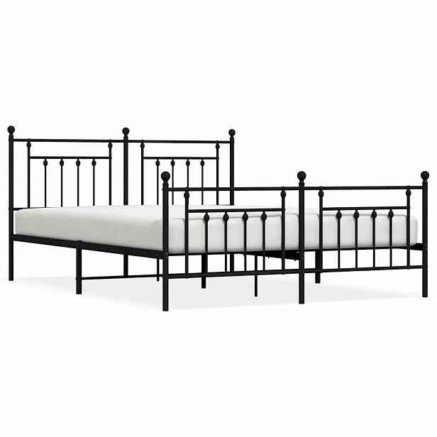 vidaXL Kovový rám postele s hlavovým a nožním čelem černý 183 x 213 cm