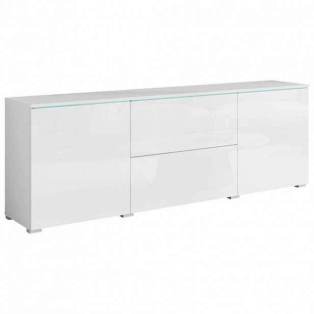 P & B NÍZKÁ KOMODA, bílá, vysoce lesklá bílá, 180/61,8/34,5 cm