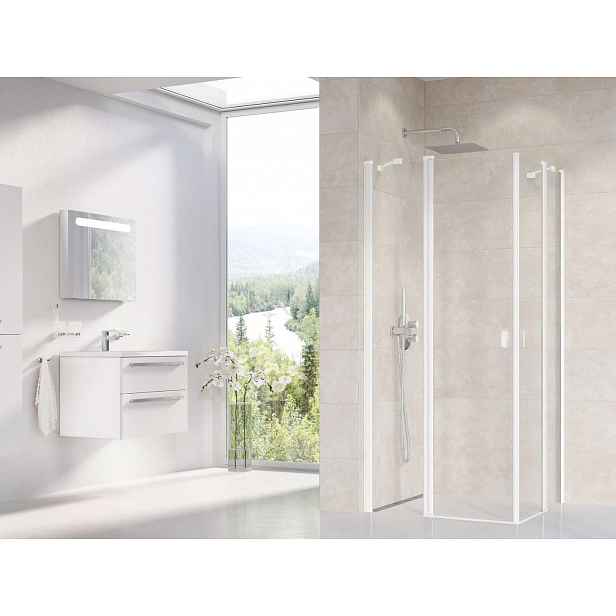 Ravak Chrome - Sprchové dveře CRV2-80, 80x195 cm, matná bílá/čiré sklo 1QV40E00Z1