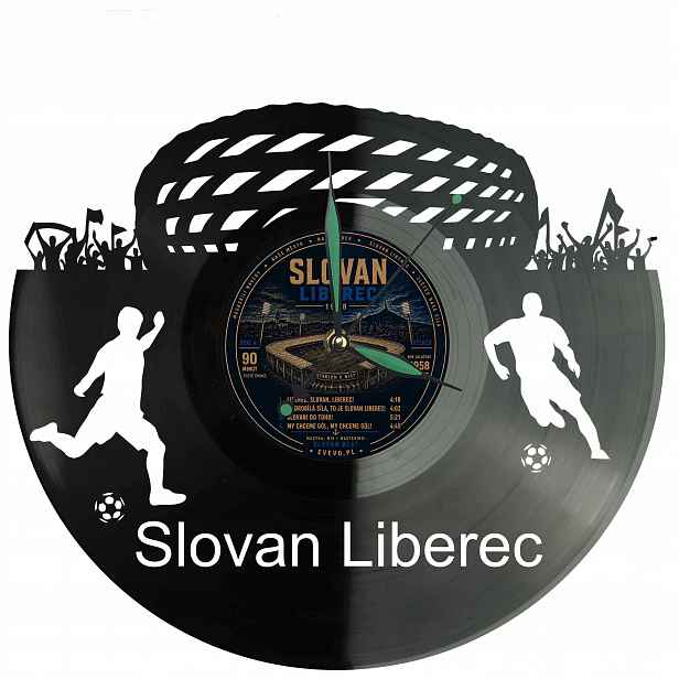 Slovan Liberec Nástěnné hodiny Vinylová deska Moderní dekorativní Dárek