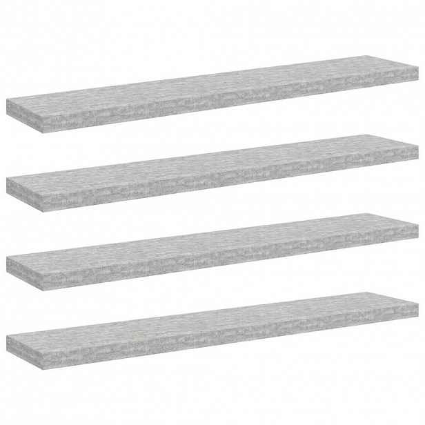 vidaXL Plovoucí nástěnné police 4 ks betonově šedé 120x23,5x3,8 cm MDF