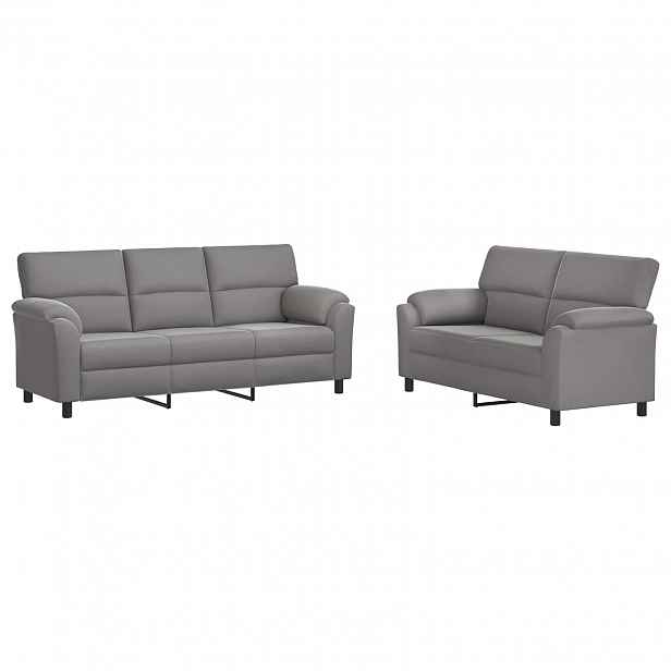 vidaXL Set pohovek 2 pcs Světle šedá Samet