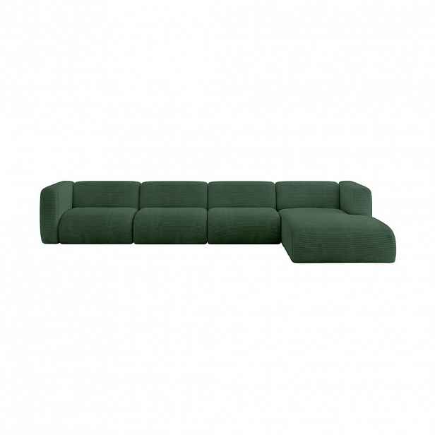 ALTDECOR ROHOVÁ SEDAČKA S PRAVOU OTOMANOU MIRA-L3 409x179x70 Zelená Manšestr