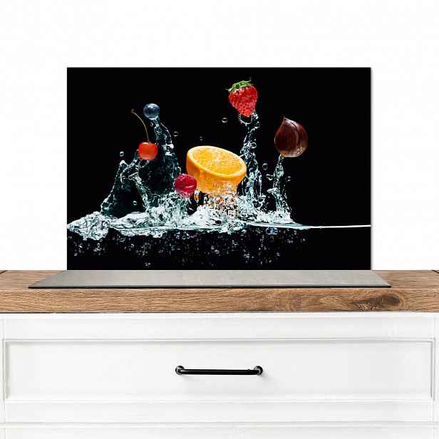MuchoWow KUCHYŇSKÁ ZÁSTĚNA Voda - Ovoce - Pomeranč - Jahoda - Třešeň - Černá 60x40 cm