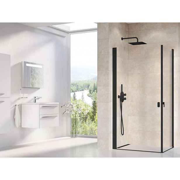 Ravak Chrome - Sprchové dveře CRV1-90, 90x195 cm, černá/čiré sklo 1QV70301Z1