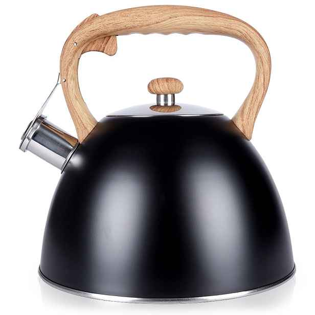 Konvice s píšťalkou ocelová, černá, 3 l