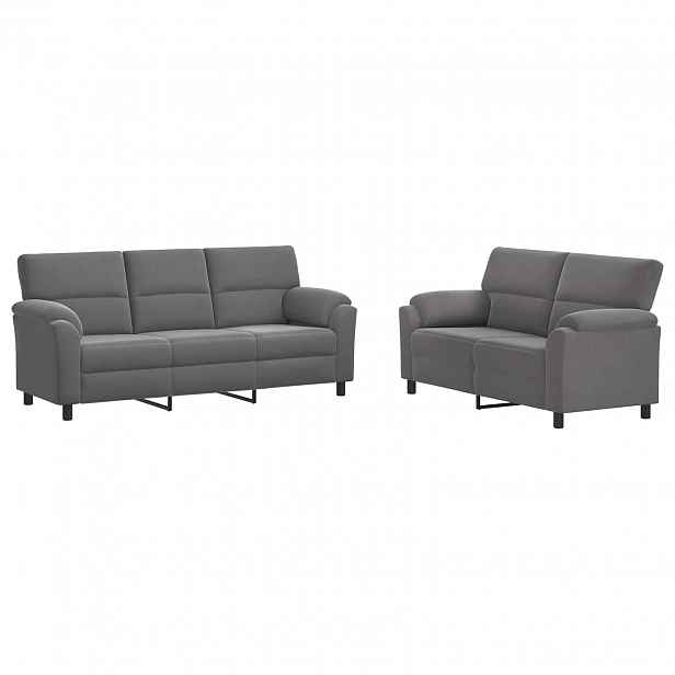 vidaXL Set pohovek 2 pcs Tmavě šedá Samet