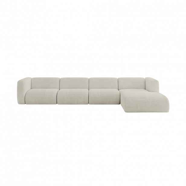 ALTDECOR ROHOVÁ SEDAČKA S PRAVOU OTOMANOU MIRA-L3 409x179x70 Krémová Manšestr