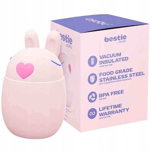 Obědová termoska pro děti Asobu 600 ml Termonádoba Králík Růžový