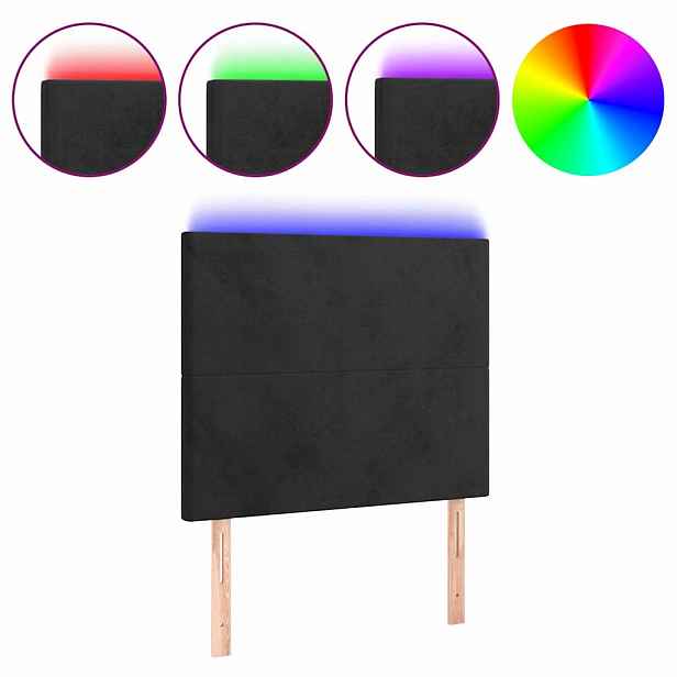 vidaXL Čelo postele s LED černé 80x5x118/128 cm samet