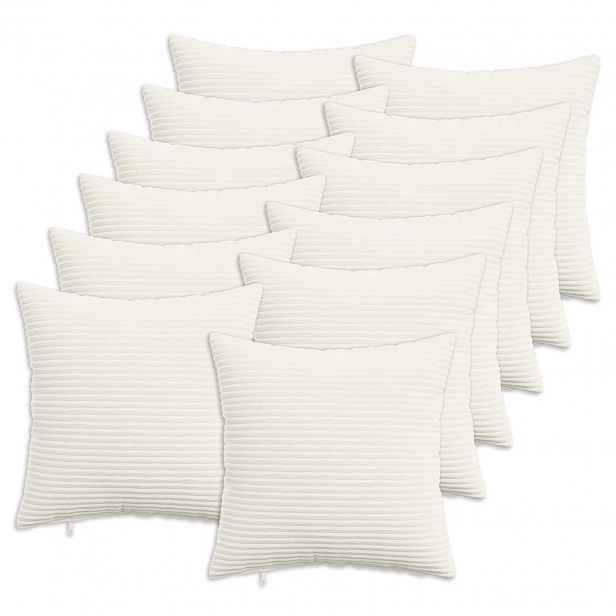 vidaXL Povlak na polštář 12 pcs HEERLEN Krémová 45 x 45 cm manšestr
