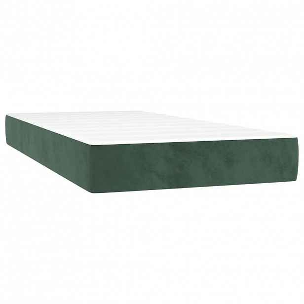 vidaXL Taštičková matrace střední tvrdost tmavě zelená 80 x 220 x 20 cm samet
