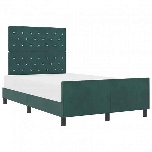 vidaXL Postel s boxspringem s čelo Tmavě zelená 120 x 200 cm samet