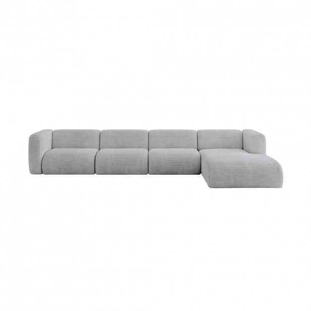 ALTDECOR ROHOVÁ SEDAČKA S PRAVOU OTOMANOU MIRA-L3 409x179x70 Šedá Manšestr