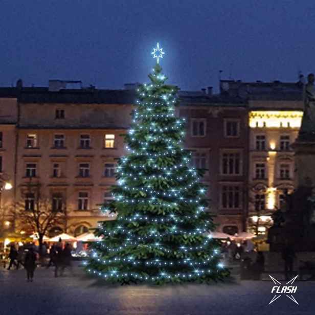 LED světelná sada na stromy vysoké 9-11 m, ledová bílá s Flash