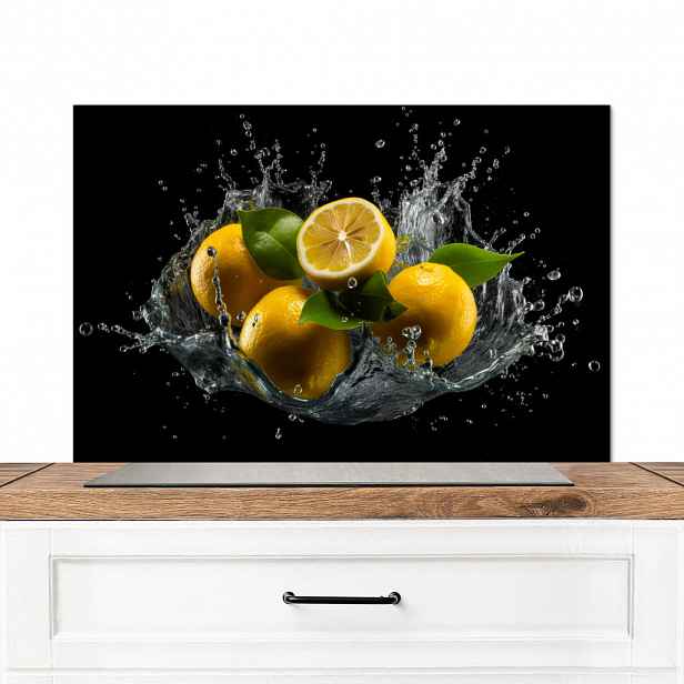 MuchoWow KUCHYŇSKÁ ZÁSTĚNA Citron - Ovoce - Žlutá - Černá 80x55 cm