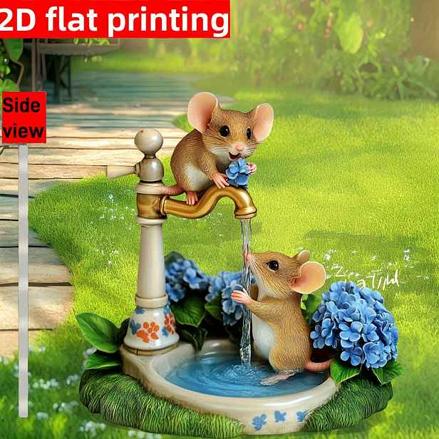 TEMU 2D plochá - 【2D plochá】 2D plochá - [2D plochá] 2D plochá, 1 originální akrylová dekorace do zahrady ve tvaru myši na zavlažování - 2D plochá