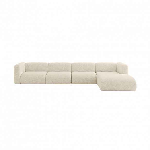 ALTDECOR ROHOVÁ SEDAČKA S PRAVOU OTOMANOU MIRA-L3 409x179x70 Krémová Velur