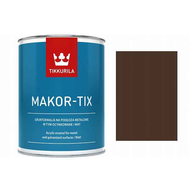 barva na střechu Makortix, pozink 3l čokoládově hnědá 8017 Tikkurila