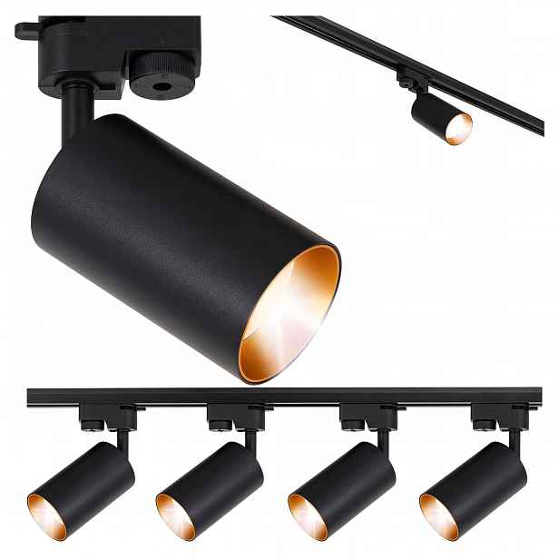 Kolejnicové osvětlení 1 m Lampa x4 GU10 Led Černá Zlatá Lineární