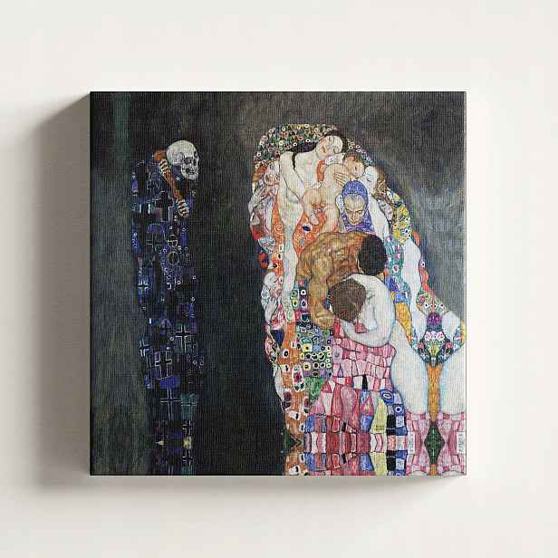 Obraz Gustav Klimt Život a smrt Výtisk Na Plátně 40x40 cm
