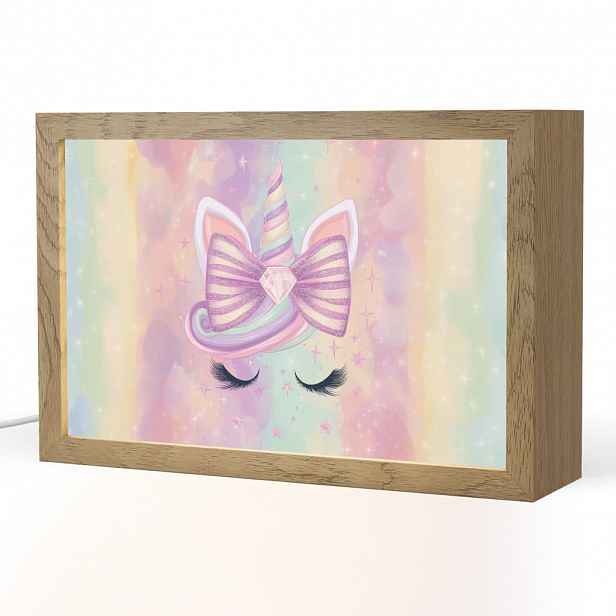 OnlyWow NOČNÍ LAMPIČKA Jednorožec - Třpytky - Duha - Pastelové barvy 30x20 cm