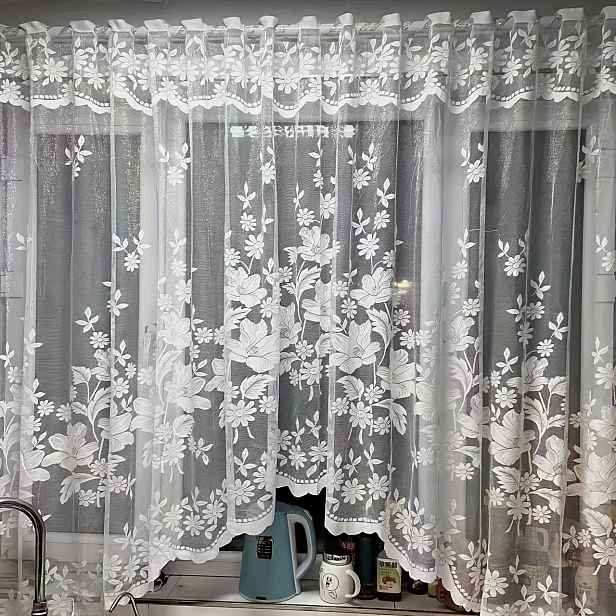 TEMU 1-Panel Elegantní Závěs - Poloprůhledné Filtrující Záclony s Bohémskými Květinovými pro Obývací Pokoj, Kuchyň, Ložnici, Pracovnu – Snadná