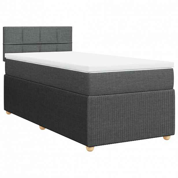 vidaXL Box spring postel s matrací tmavě šedá 80 x 200 cm textil