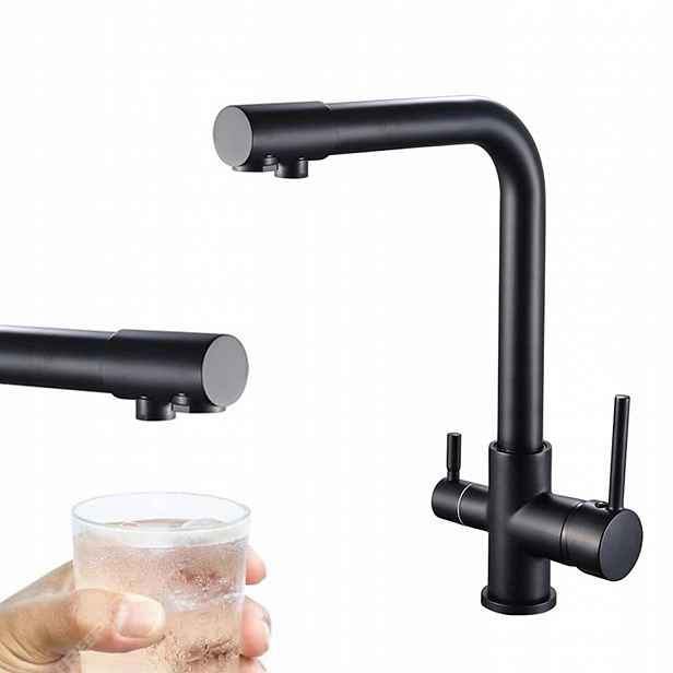 Třícestná Kuchyňská Baterie S Otočným Ramínkem, Filtr Černý Mat